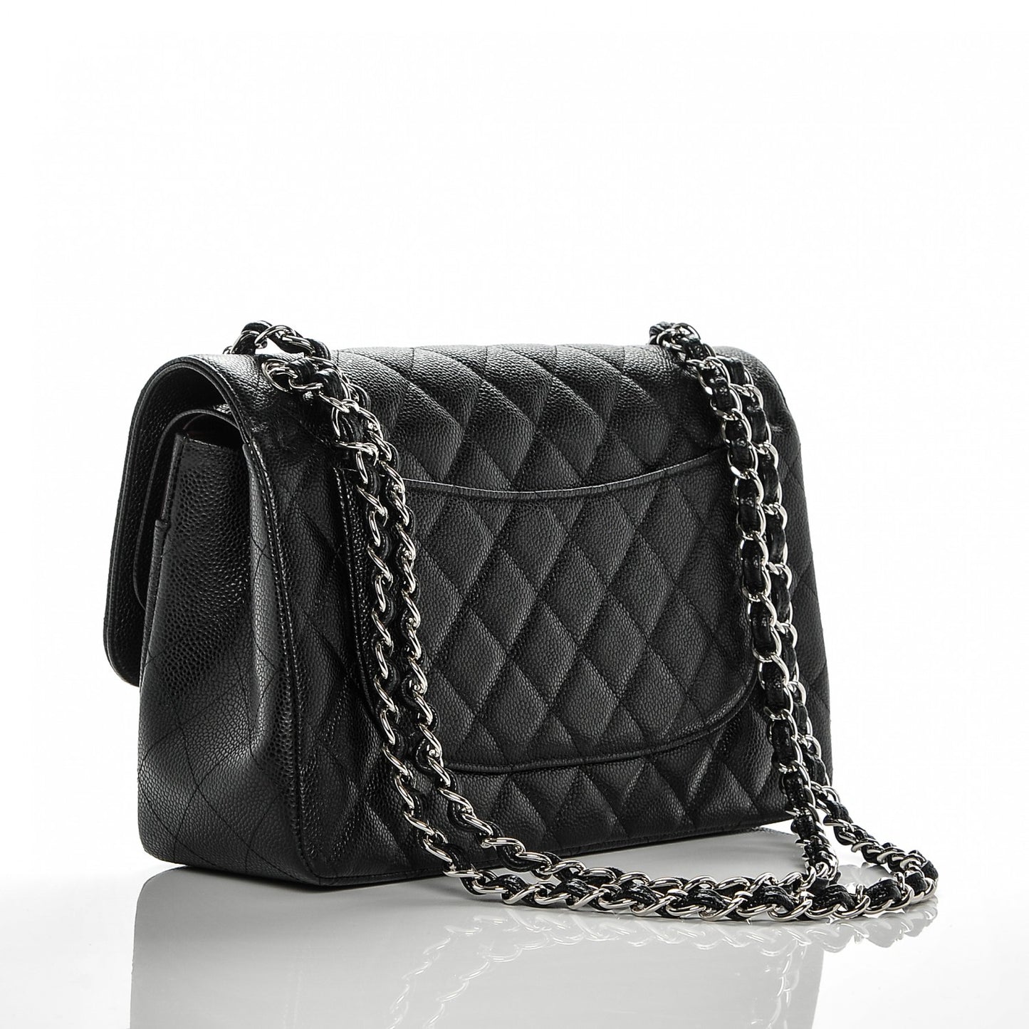 Caviar Quilted Jumbo Double Flap Black