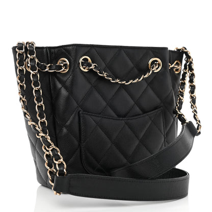 Chanel Caviar Quilted Flap Bucket Bag Black 3 of 11
