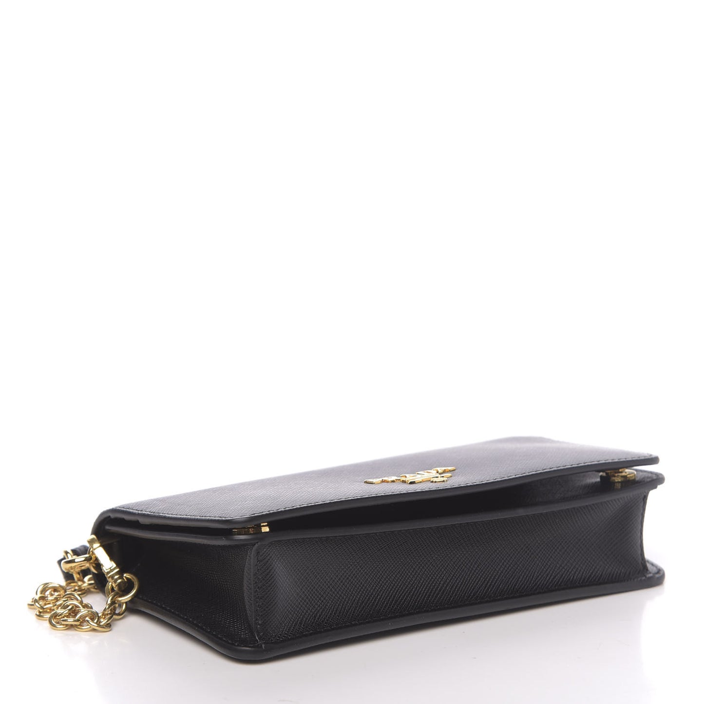 Saffiano Metal Phone Wristlet Crossbody Wallet Black