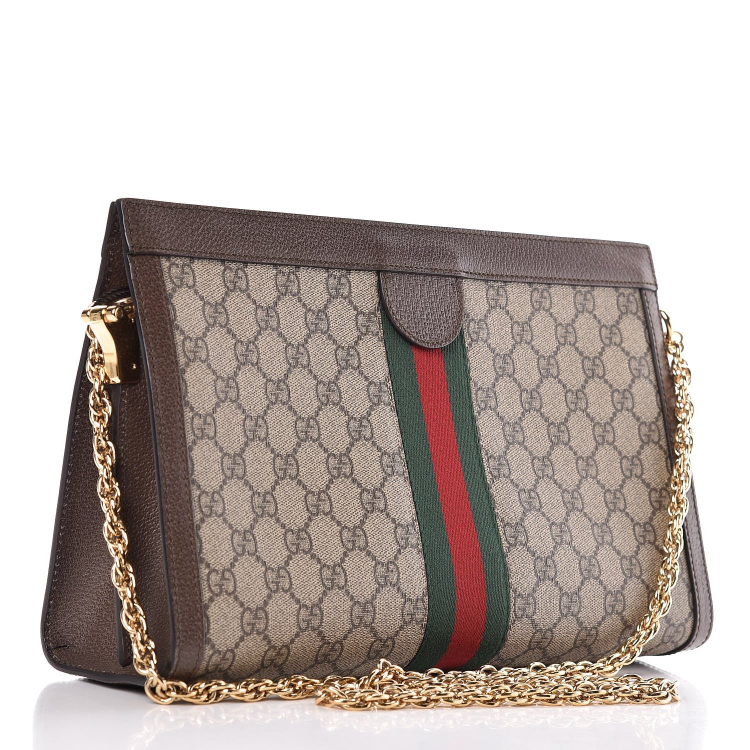 Gucci GG Supreme Monogram Web Medium Ophidia Chain Shoulder Bag Brown 3 of 10