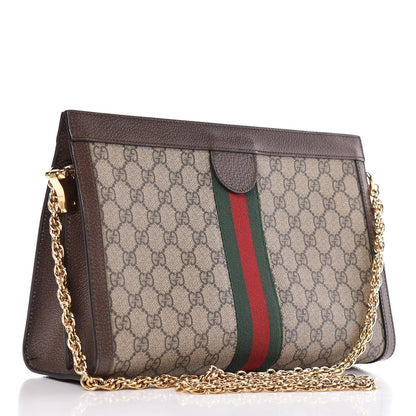 Gucci GG Supreme Monogram Web Medium Ophidia Chain Shoulder Bag Brown 3 of 10