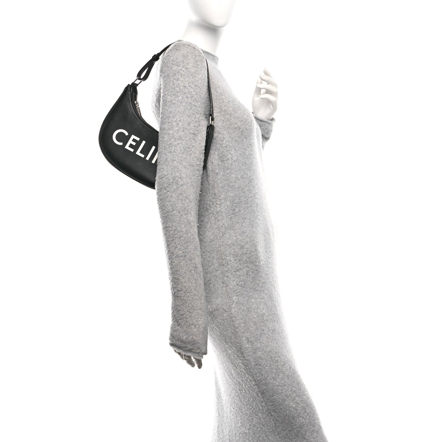 Calfskin Ava Logo Shoulder Bag Black