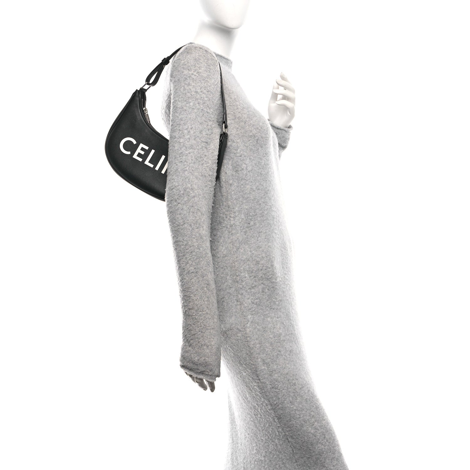 Celine Calfskin Ava Logo Shoulder Bag Black 3 of 9