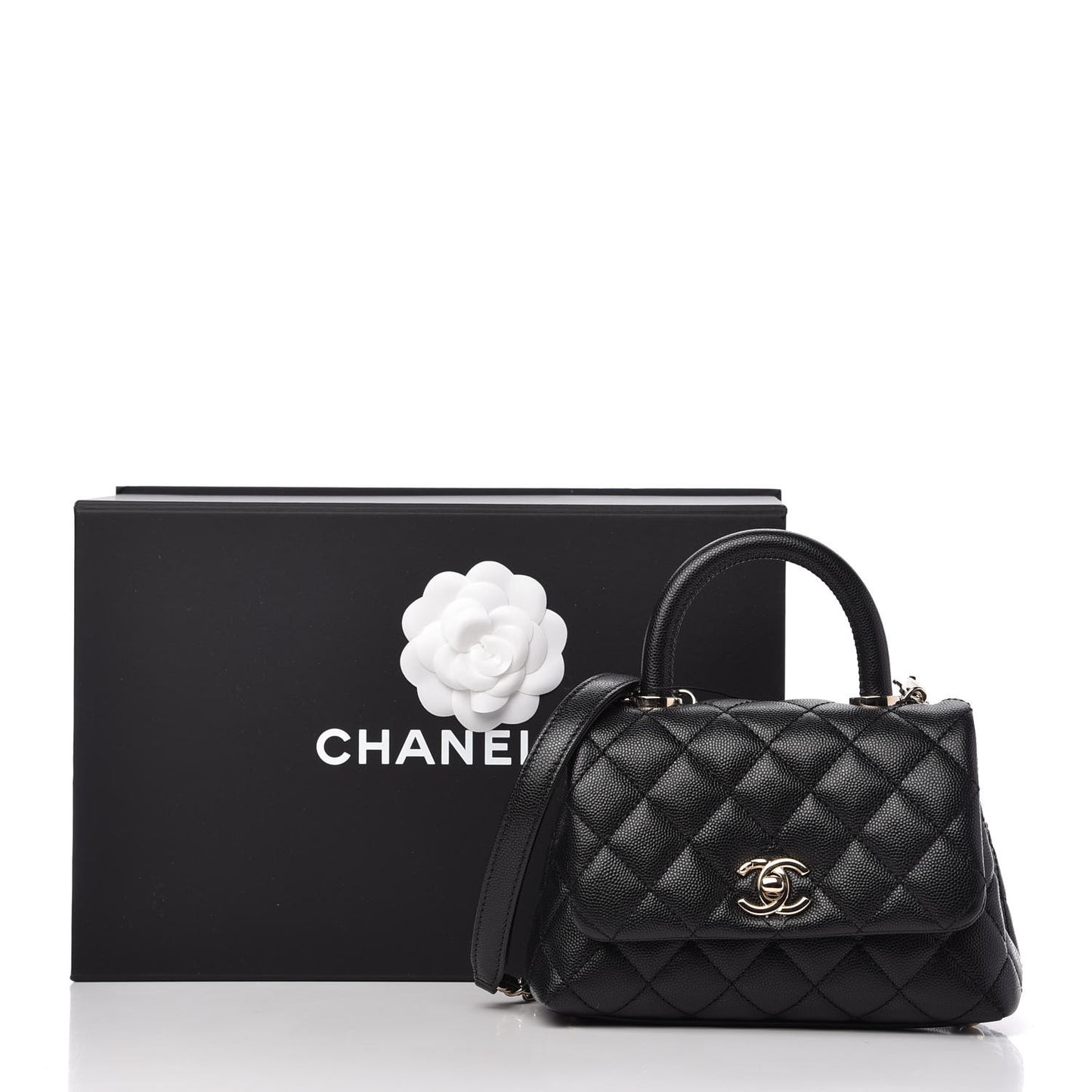 Caviar Quilted Extra Mini Coco Handle Flap Black