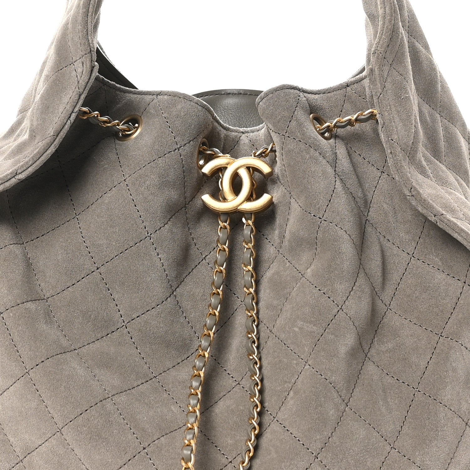 Chanel Suede Quilted Medium Chanel 25 Handbag Dark Grey 8 of 10