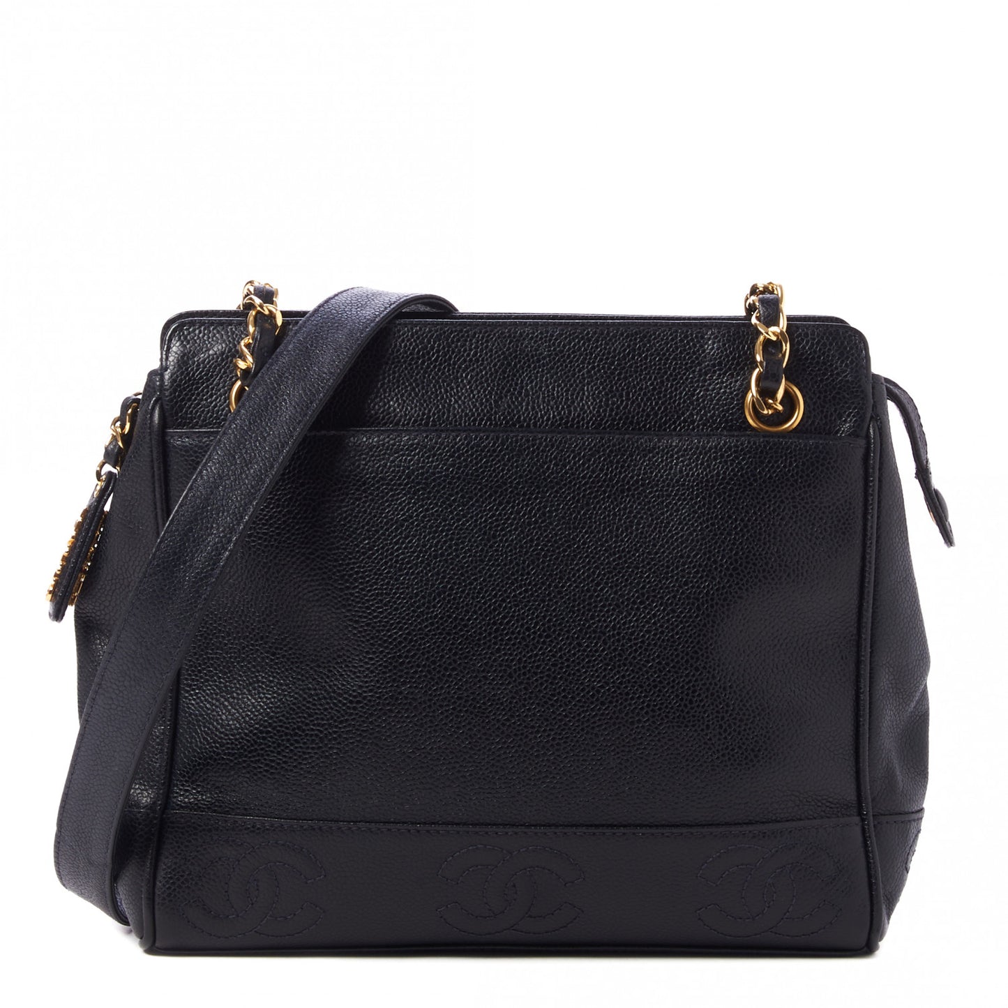 Caviar CC Shoulder Bag Navy Blue