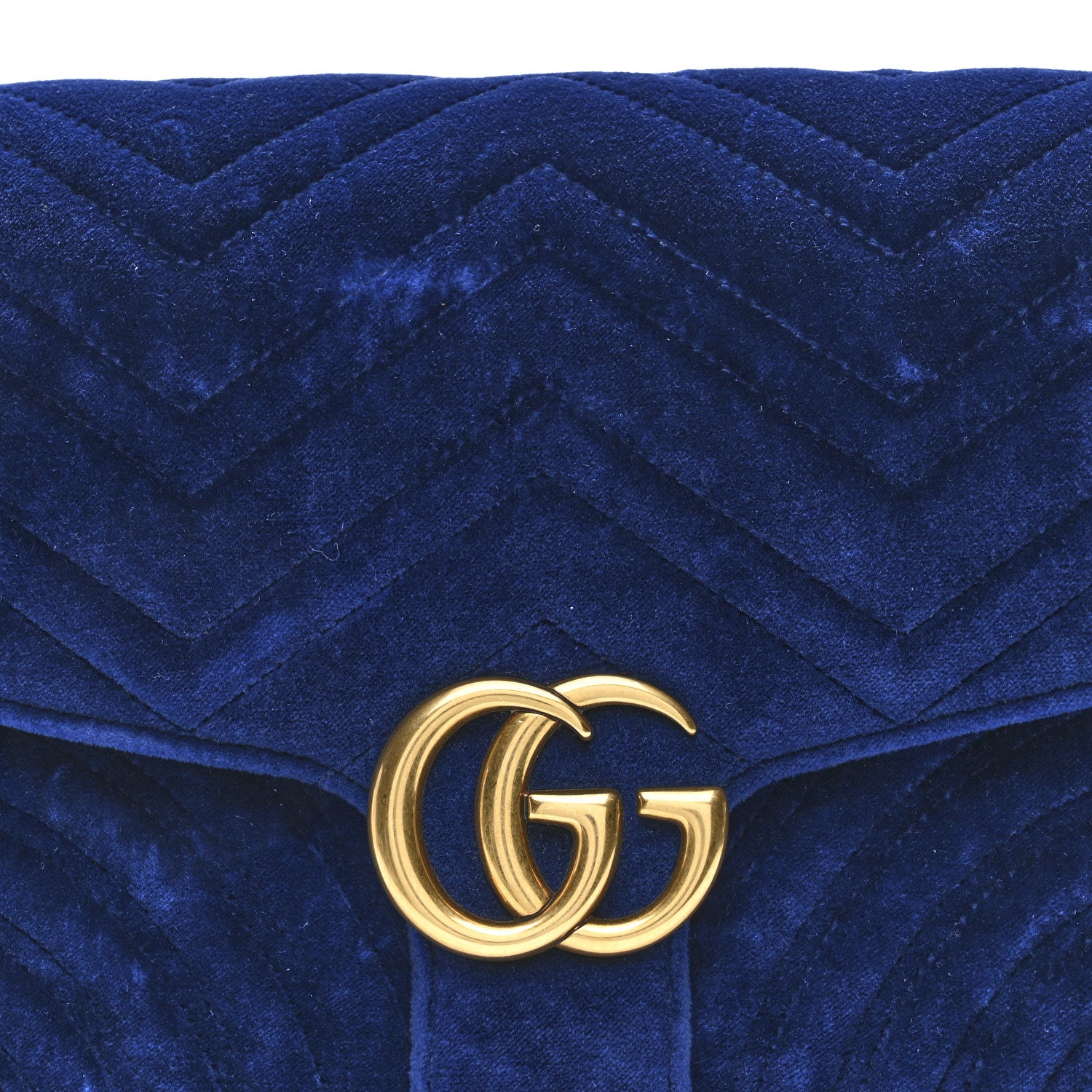 Gucci Velvet Matelasse GG Marmont Clutch Cobalt Blue 1841866