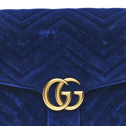 Gucci Velvet Matelasse GG Marmont Clutch Cobalt Blue 7 of 12