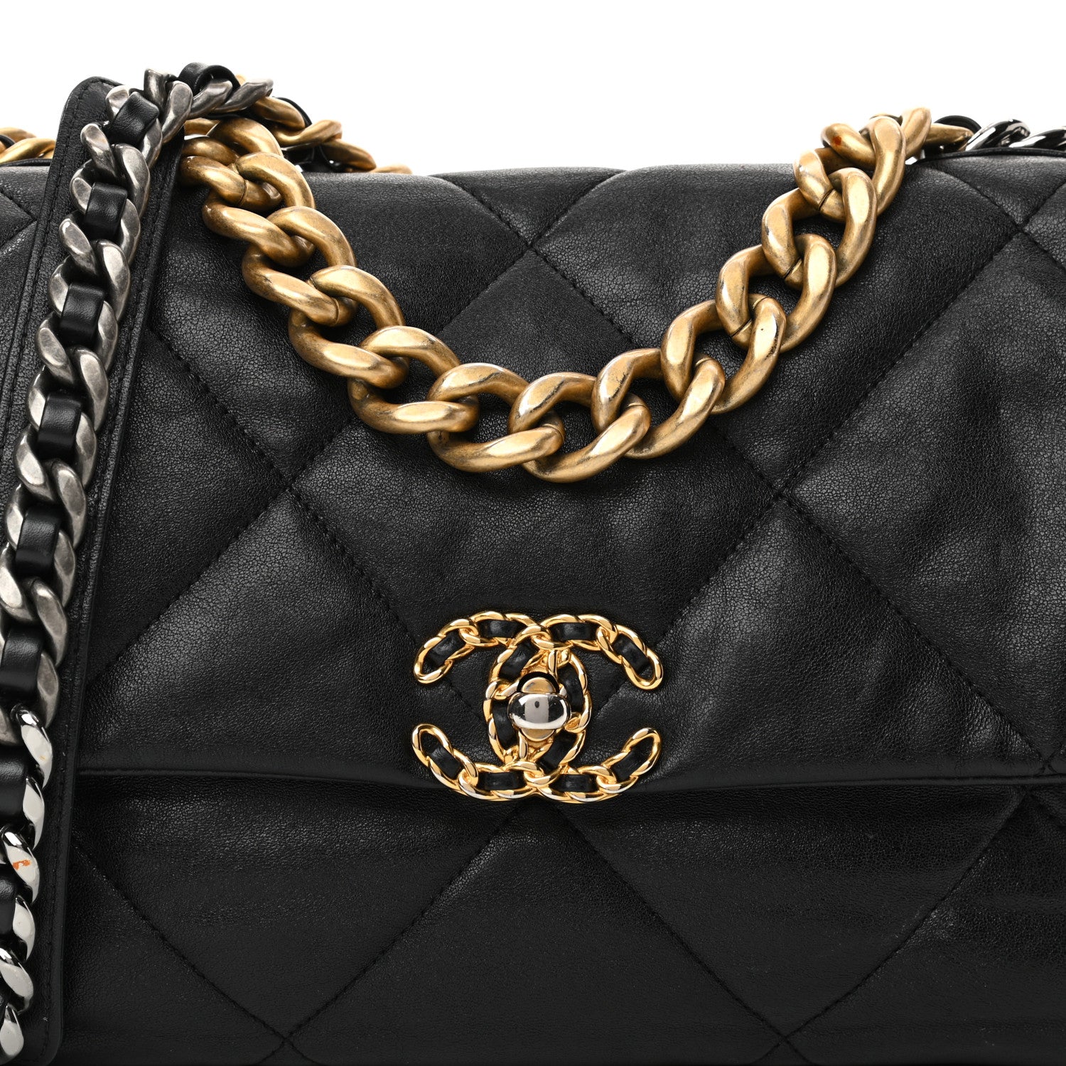 Chanel Goatskin Quilted Large Chanel 19 Flap Black 14 of 33