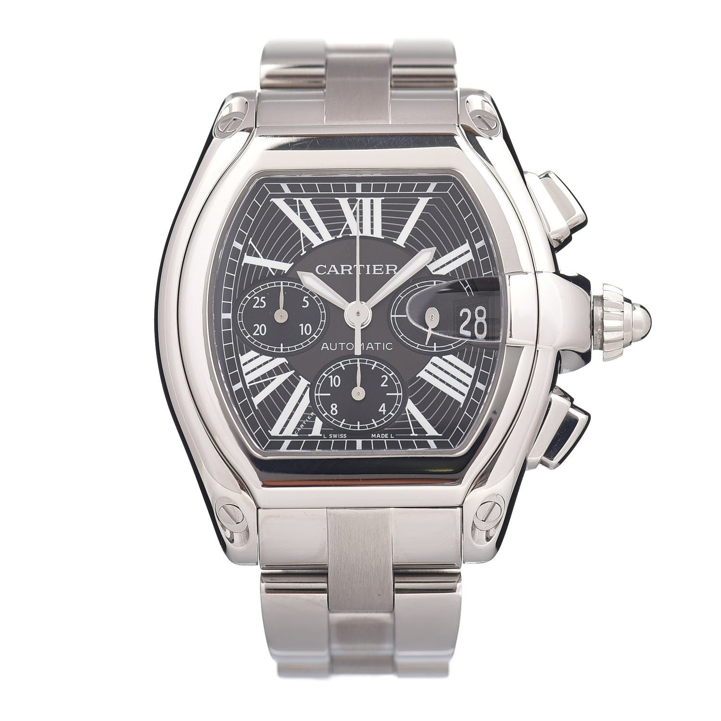 Stainless Steel 42mm Roadster Chronograph Automatic Watch Black