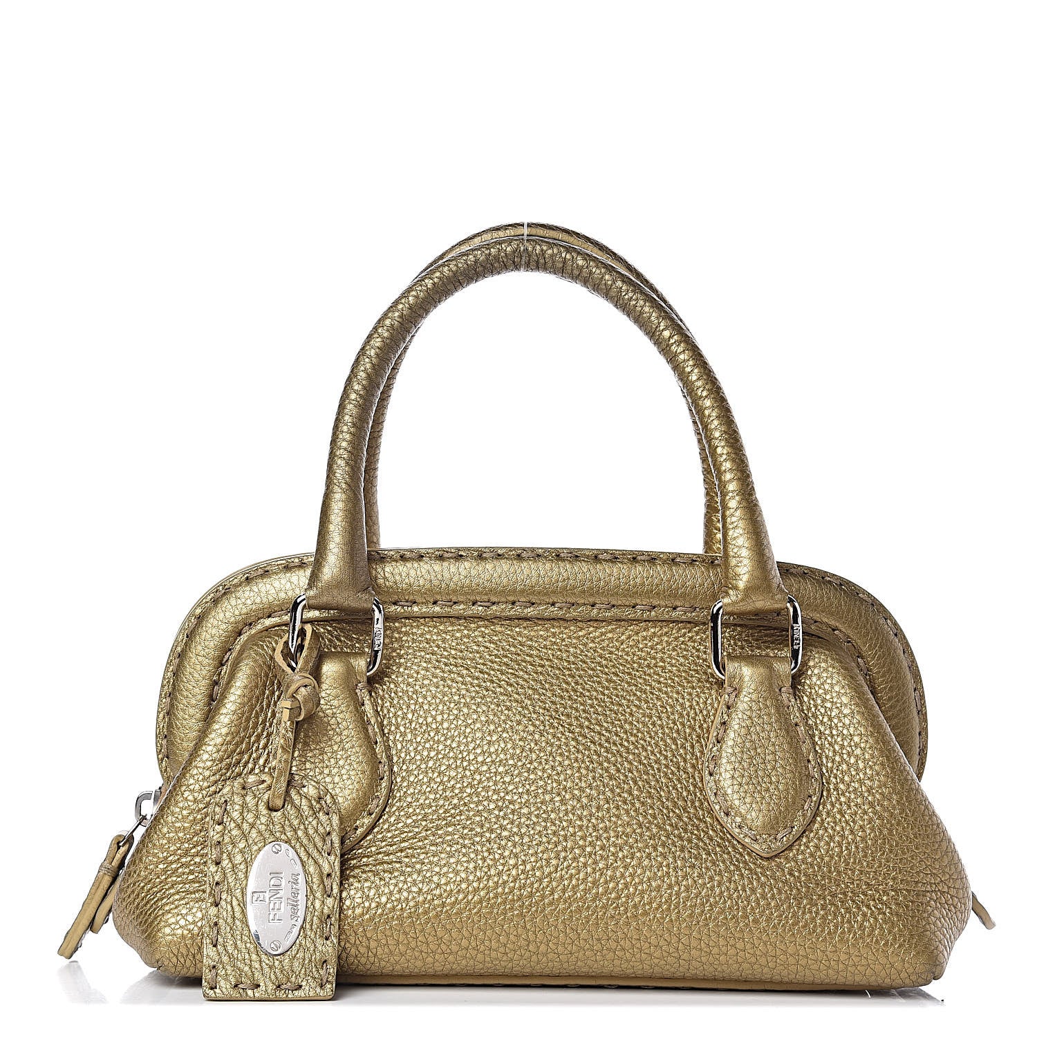 Fendi Calfskin Romano Selleria Mini Adele 1328 Bag Gold 1 of 9