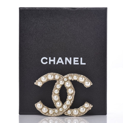 Chanel Metal Pearl Studded CC Brooch Gold 5 of 5