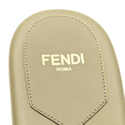 Fendi Calfskin FF Logo Plaque Slide Sandals 37 Militare 8 of 9