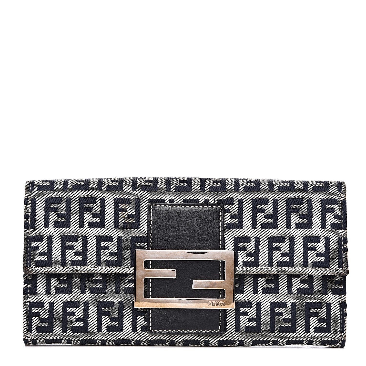 Fendi Zucchino Forever Continental Wallet Navy 1 of 11