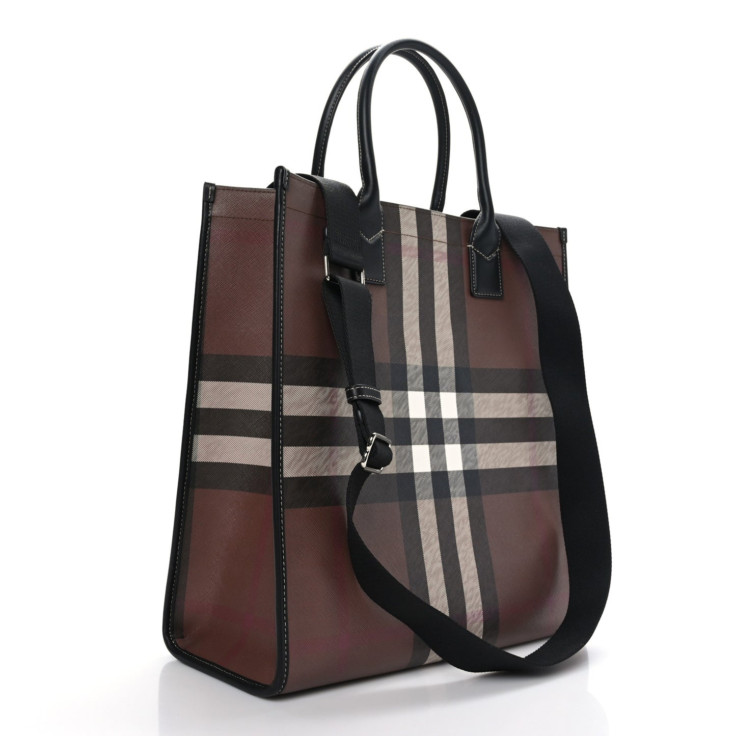 E-Canvas Denny Check Tote Brown