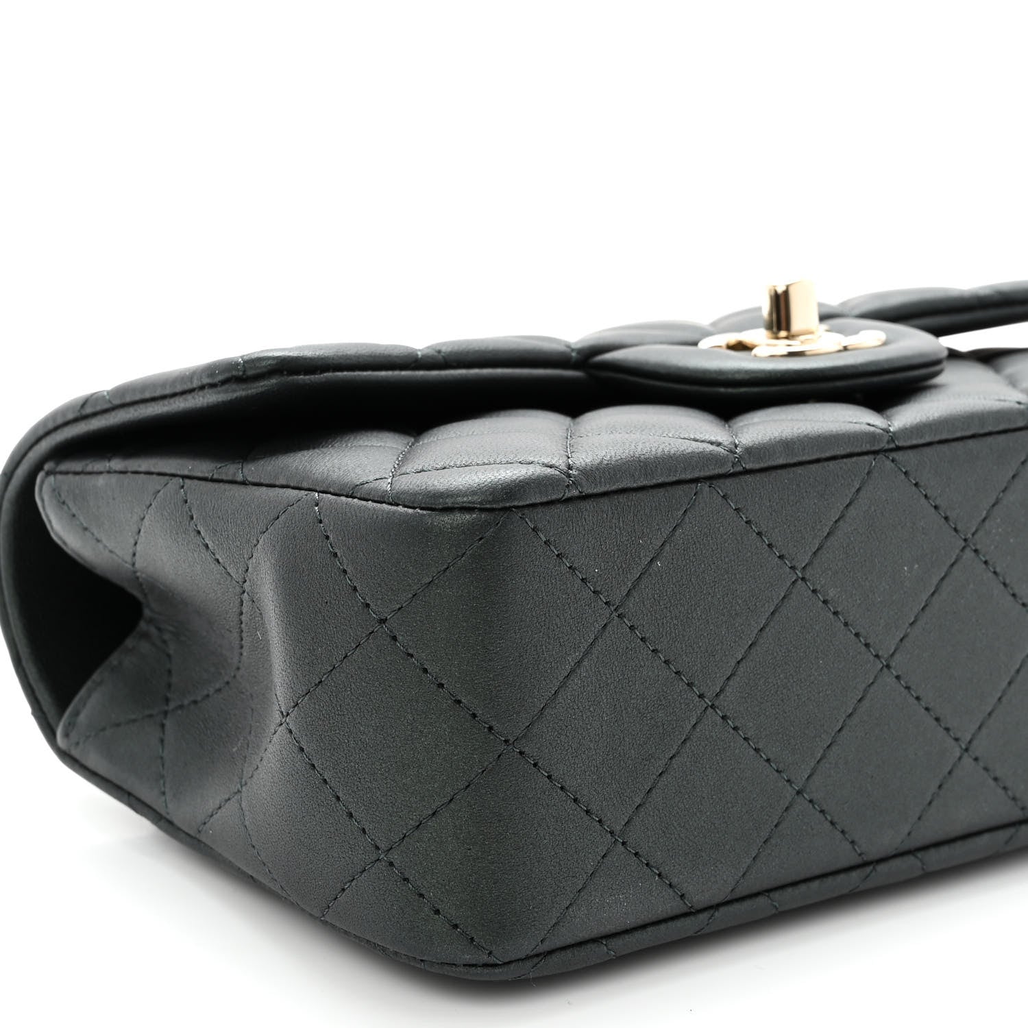 Chanel Iridescent Lambskin Quilted Mini Top Handle Rectangular Flap Dark Green 9 of 11