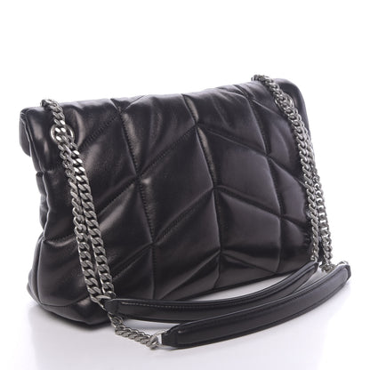 Saint Laurent Lambskin Quilted Small Loulou Puffer Monogram Chain Satchel Black 3 of 9