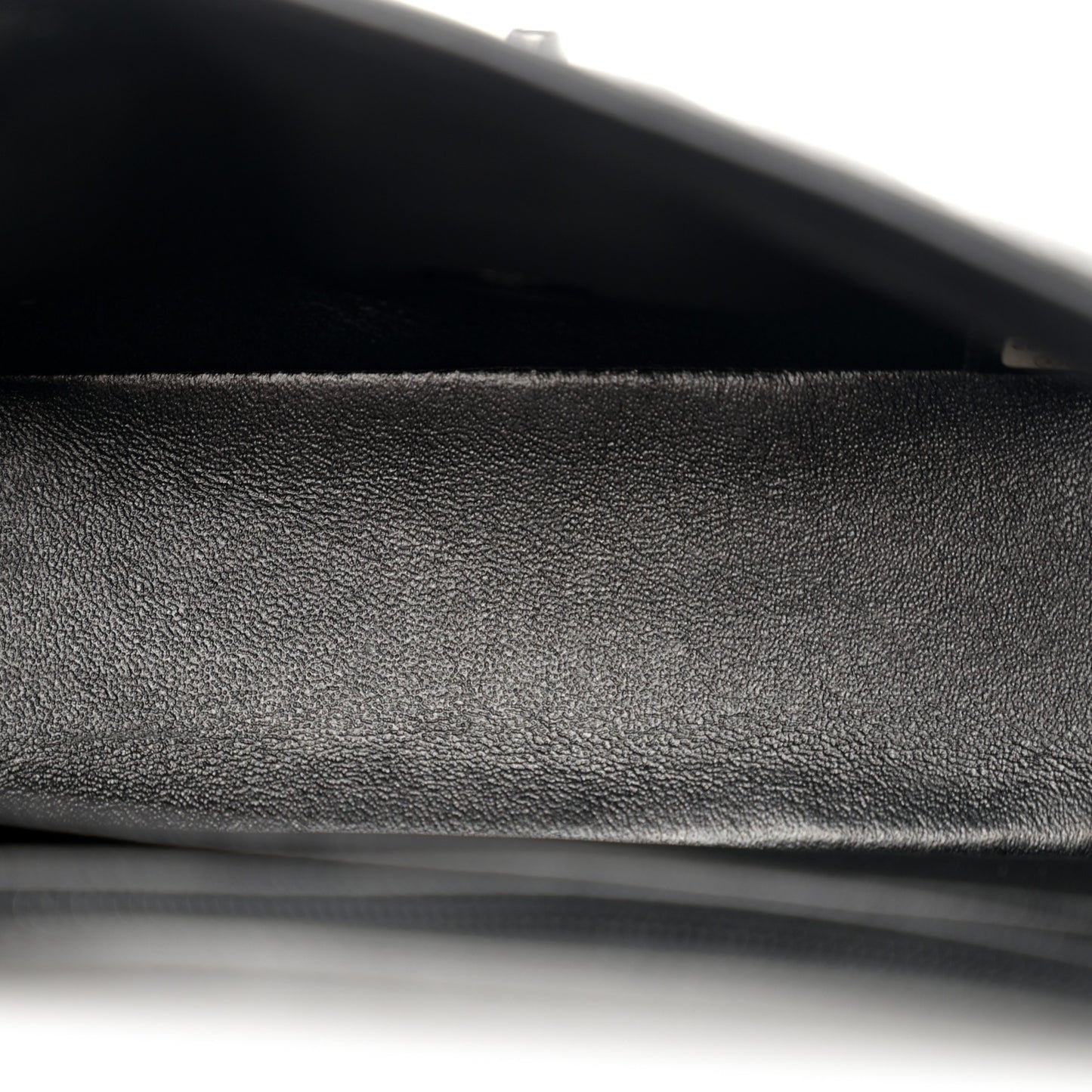 Metallic Patent Crumpled Calfskin Chevron Quilted Mini Square Flap Black