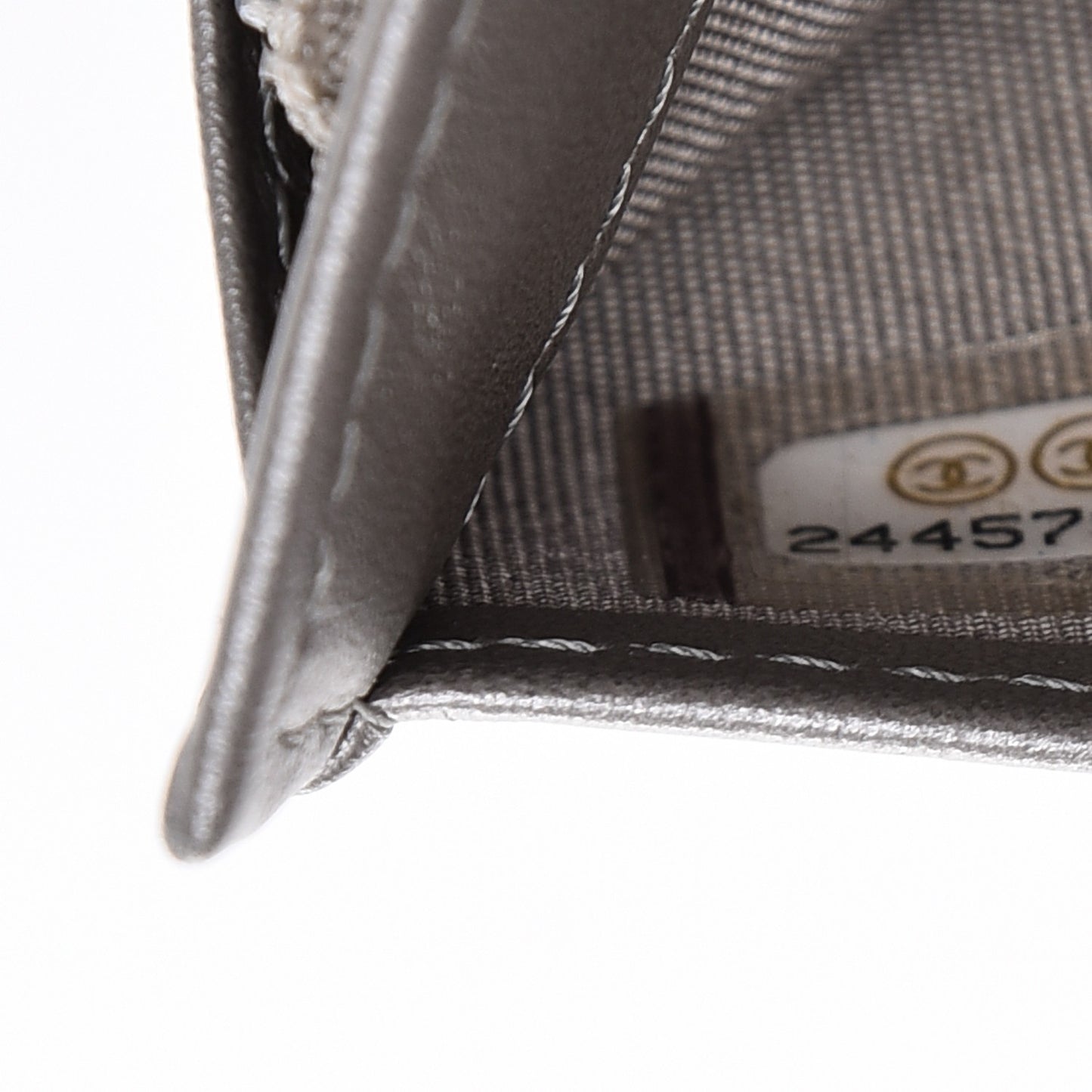 Metallic Calfskin Quilted Boy Yen Wallet Dark Silver