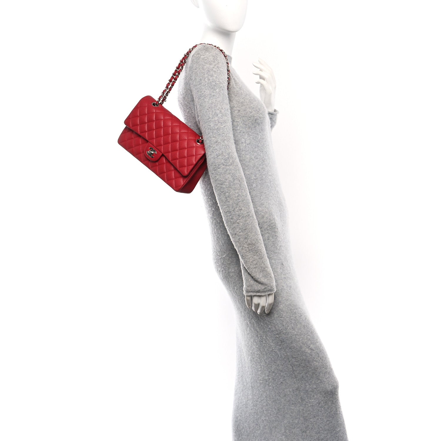 Chanel Caviar Quilted Medium Double Flap Dark Red 2 of 11