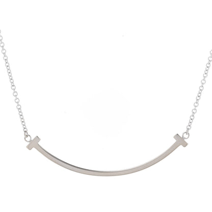 Tiffany 18K White Gold Small T Smile Pendant Necklace 4 of 6