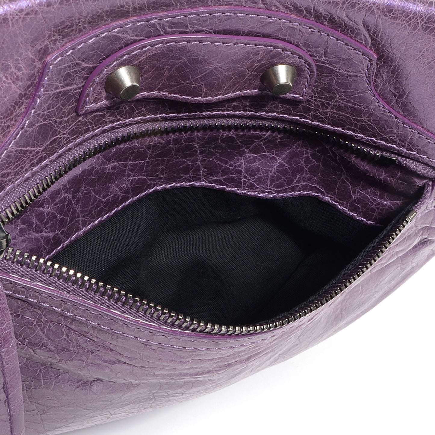 Agneau Envelope Clutch Metallic Purple