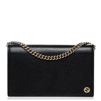 Gucci Textured Calfskin Medium Betty Chain Wallet Black 1 of 5