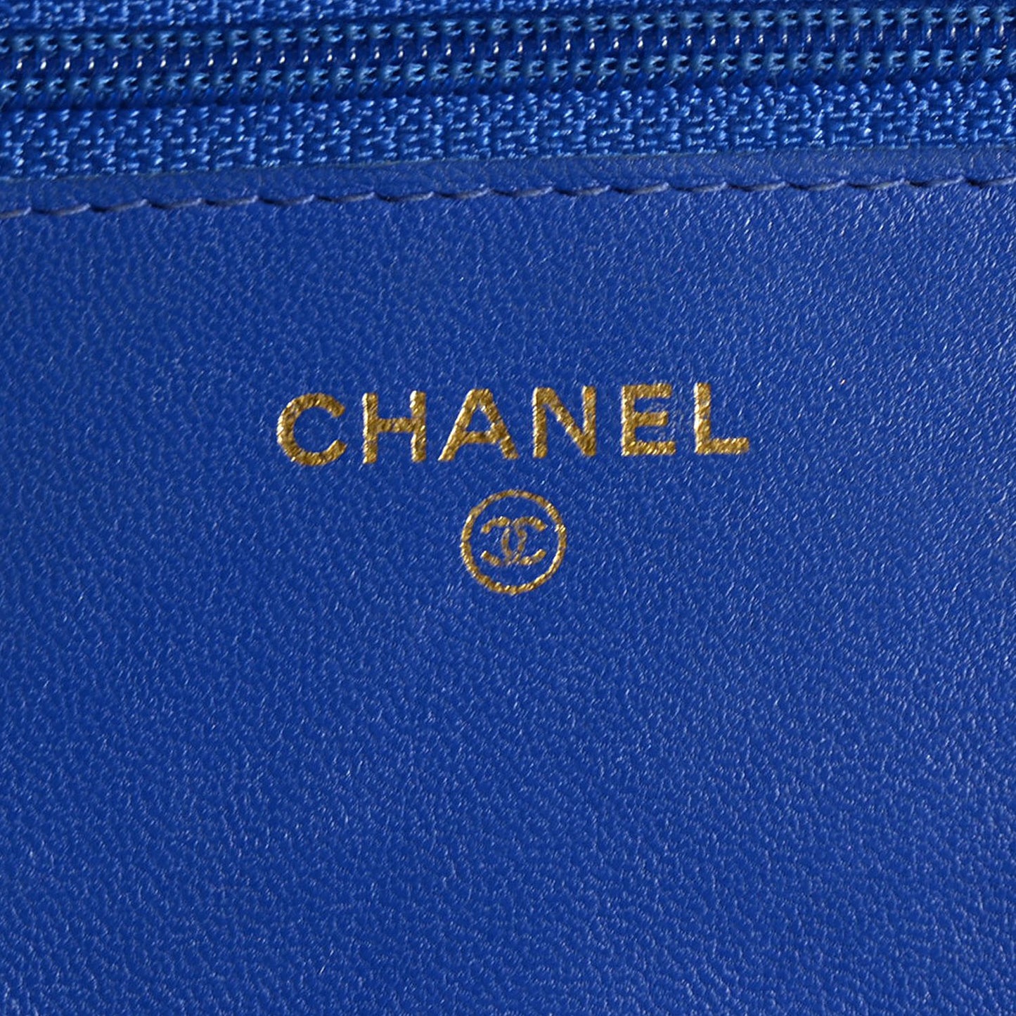 Lambskin Quilted Wallet On Chain WOC Blue