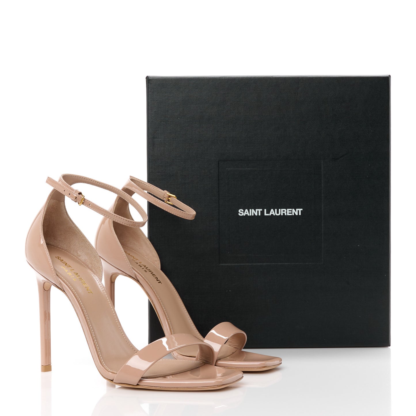 Patent Calfskin Amber 105 Ankle Strap Sandals 39 Nude