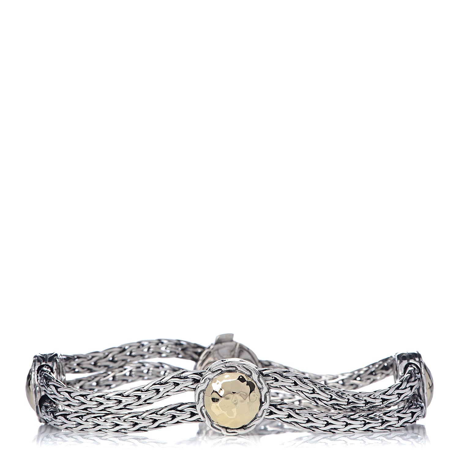 John Hardy JOHN HARDY Sterling Silver 18K Yellow Gold Palu Station Bracelet 1 of 4
