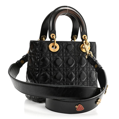 Christian Dior Crinkled Patent Cannage Small Lucky Badges My Lady Dior Black 4 of 11