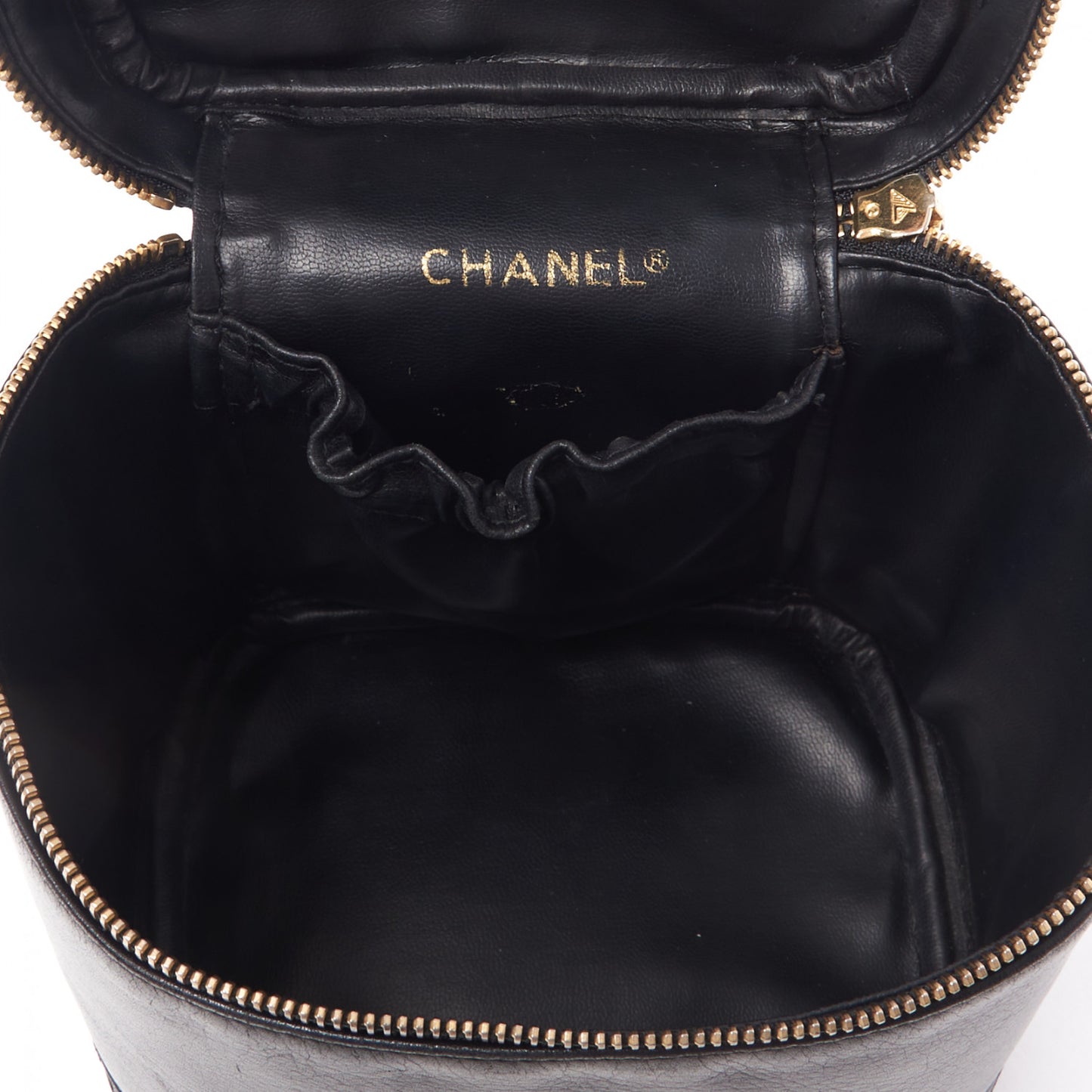 Lambskin Vanity Cosmetic Case Black