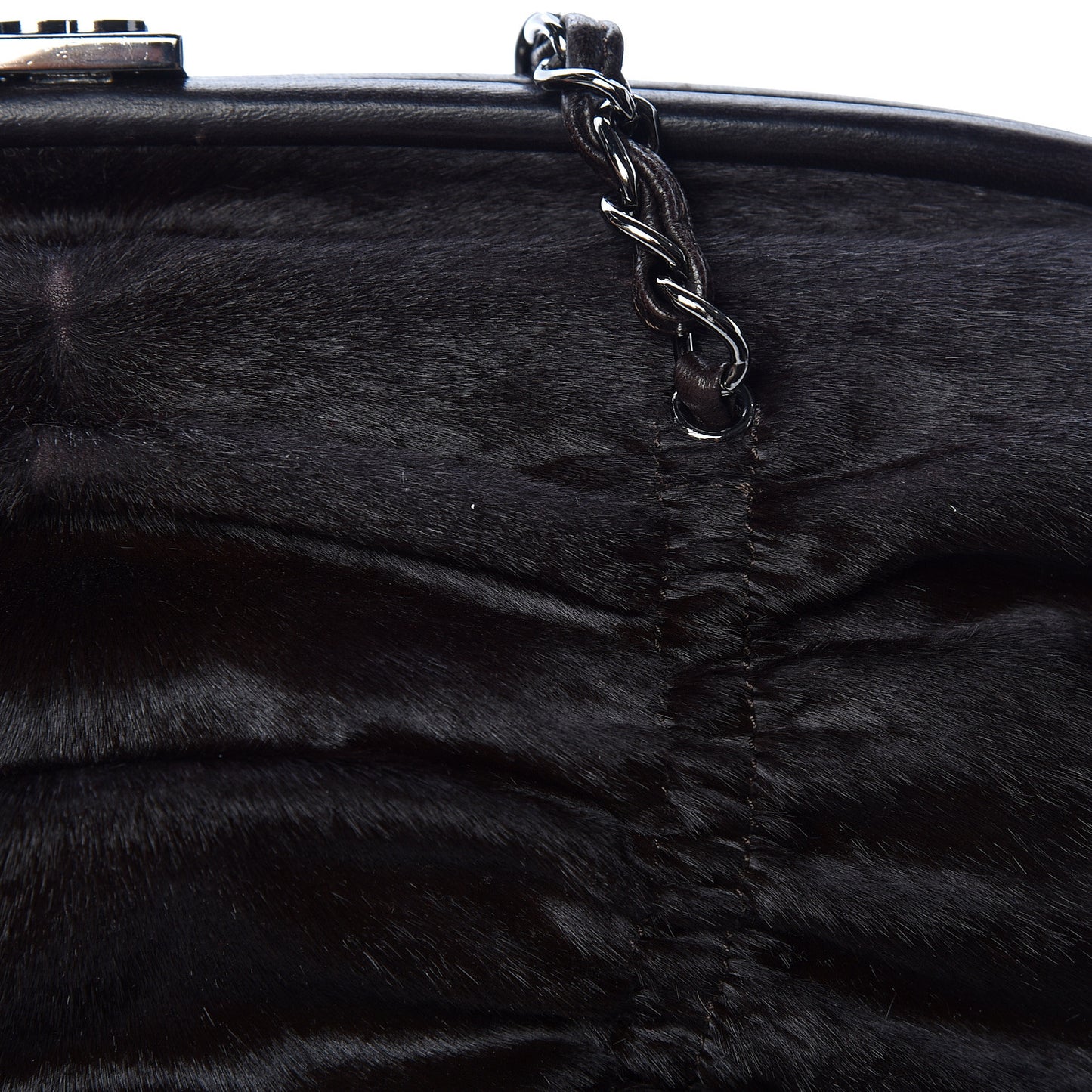 Pony Hair Sharpei Frame Tote Dark Brown
