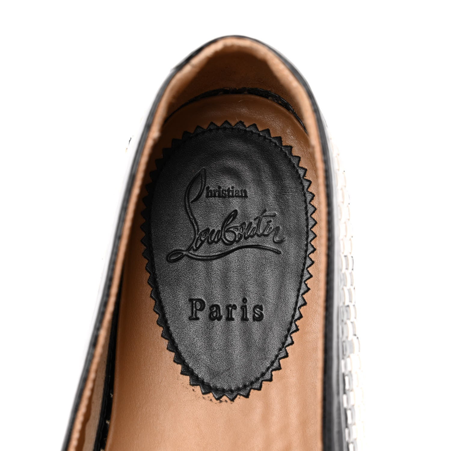 Christian Louboutin Patent Calfskin Reflective Tresse Nanou Ivy Orlato Espadrilles 39 White Black Grey 9 of 12