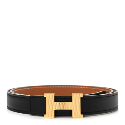 Hermes Swift Epsom 24mm Mini Constance Guilloche H Belt 95 Black Gold 1 of 7