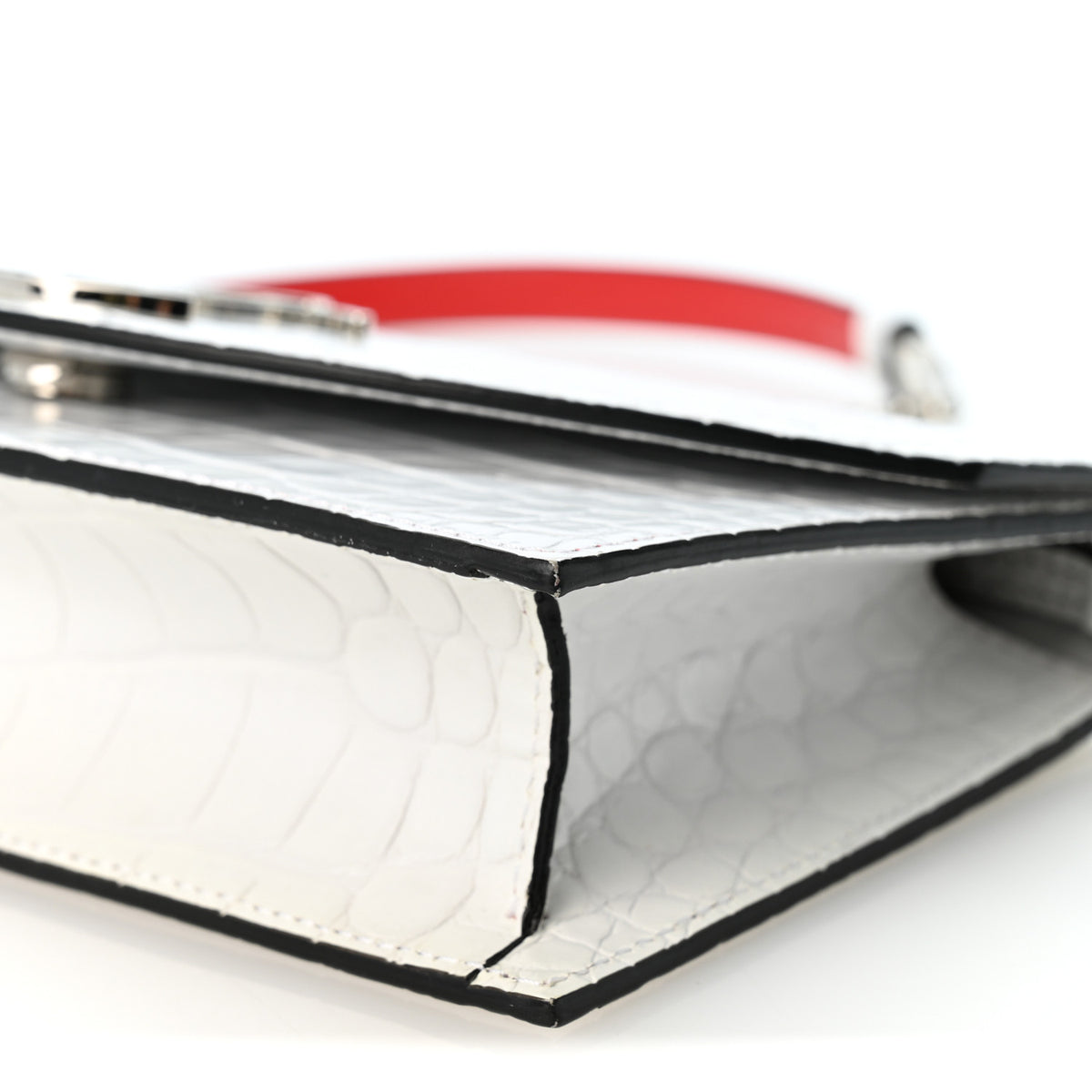 Christian Louboutin Calfskin Crocodile Embossed Loubi54 Crossbody Clutch White 8 of 8