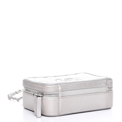 Chanel Metallic Caviar Quilted Medium CC Filigree Vanity Case Silver 5 of 8