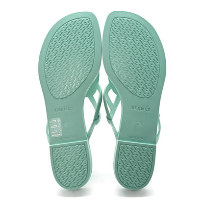 Hermes Rubber Womens Egerie Sandals 38 Vert Embrun 5 of 9