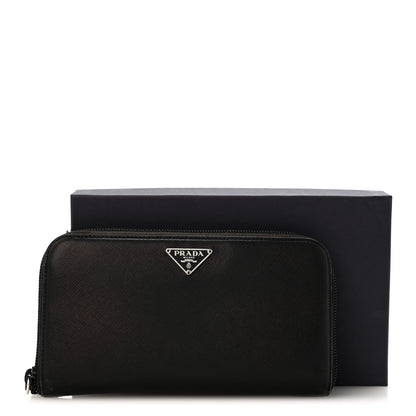 Prada Saffiano Triangle Zip Around Wallet Black 12 of 12