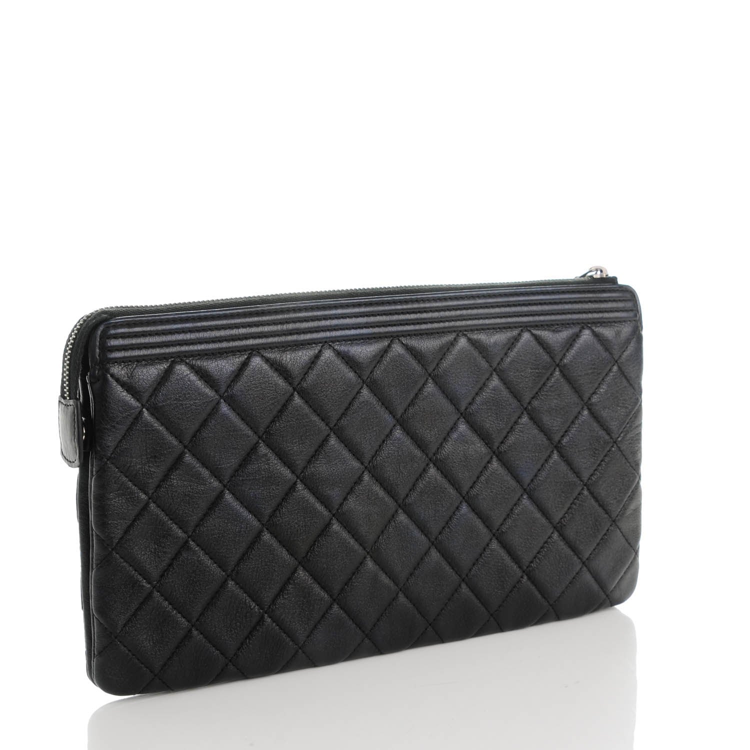 Chanel Calfskin Quilted Small Zipped Boy Pouch Black 3 of 8
