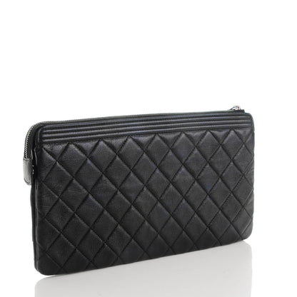Chanel Calfskin Quilted Small Zipped Boy Pouch Black 3 of 8