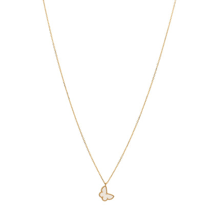 Van Cleef & Arpels 18K Yellow Gold Mother of Pearl Sweet Alhambra Butterfly Pendant Necklace 1 of 3