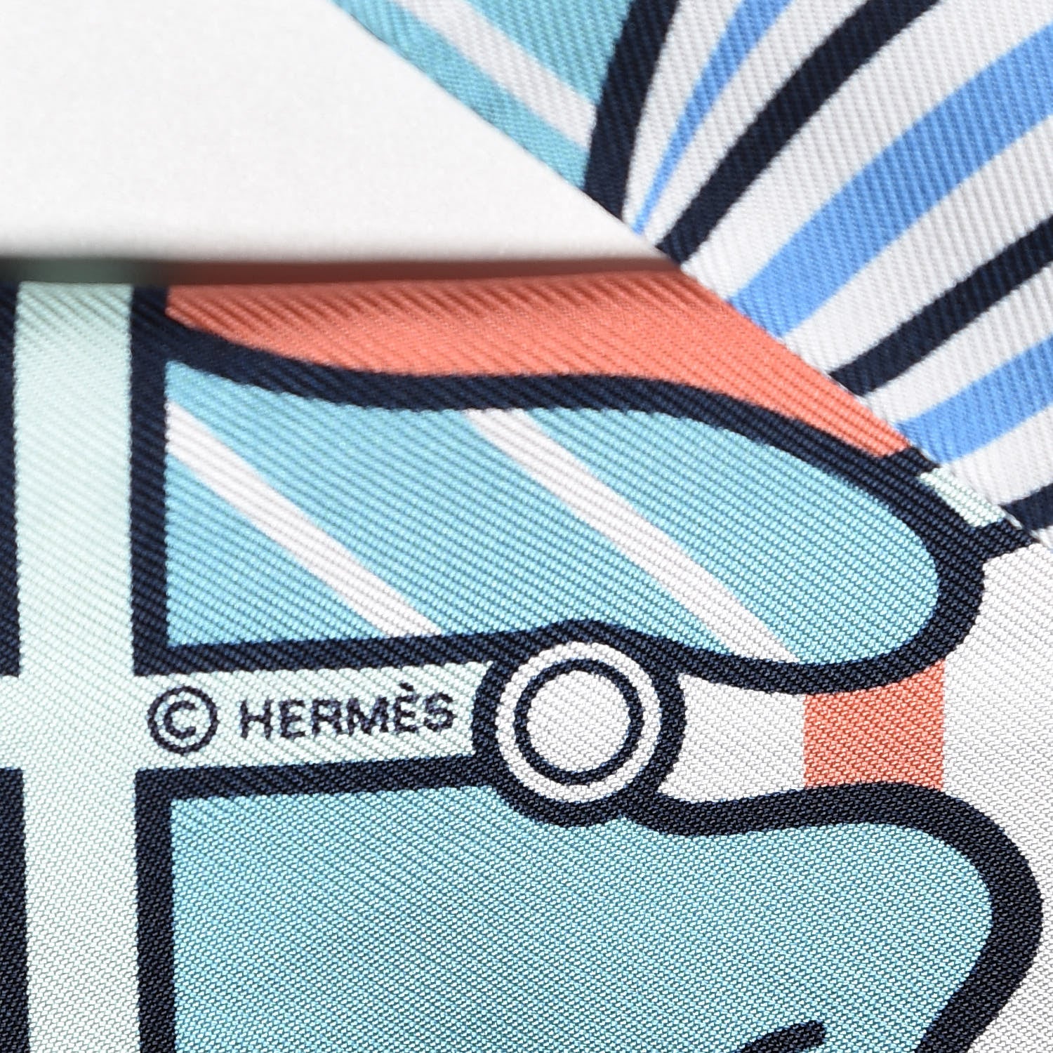 Hermes Silk Quadrige Twilly Aqua Vieux Rose Blue Jean 5 of 5