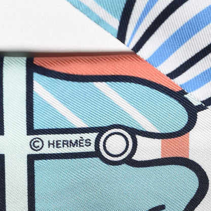 Hermes Silk Quadrige Twilly Aqua Vieux Rose Blue Jean 5 of 5