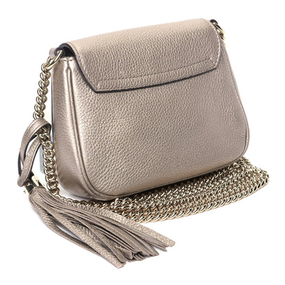 Gucci Metallic Pebbled Calfskin Small Soho Flap Crossbody Golden Beige 2 of 7