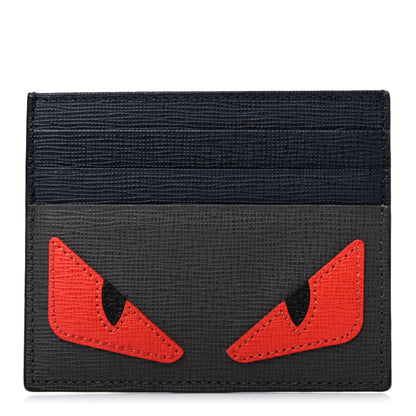 Fendi Vitello Elite Monster Eyes Inlay Card Holder Asfalto Papavero Black 1 of 8