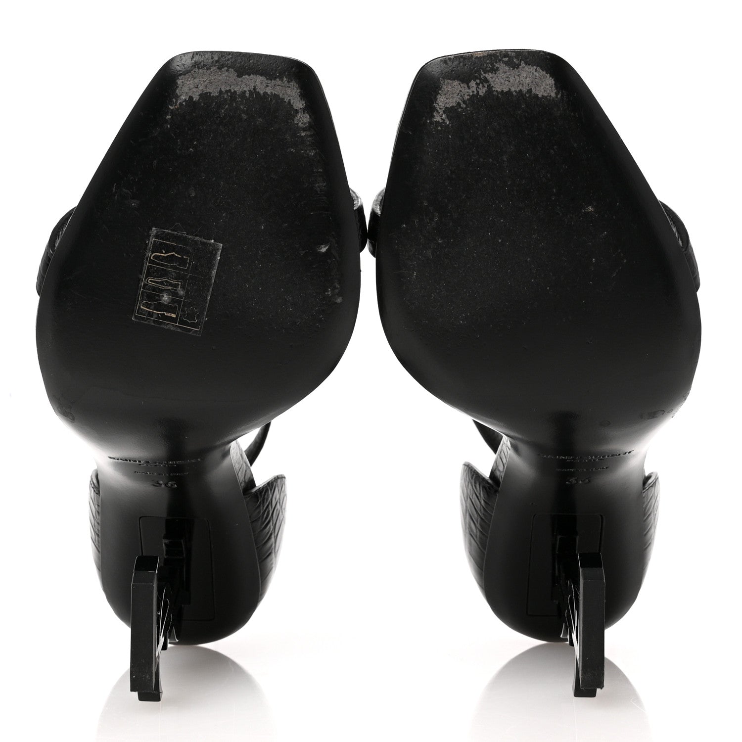 Saint Laurent Calfskin Fake Cocco Opyum 110 Sandals 36 Black 6 of 9