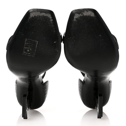 Saint Laurent Calfskin Fake Cocco Opyum 110 Sandals 36 Black 6 of 9
