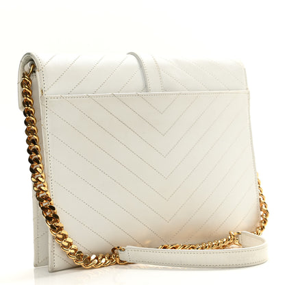Saint Laurent Calfskin Monogram Chevron Shoulder Bag Crema Soft 3 of 17