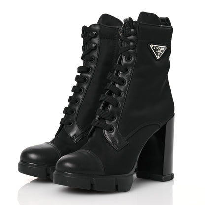 Prada Spazzolato Re-Nylon Metal Triangle Logo 110mm Ankle Boots 37.5 Black 3 of 13